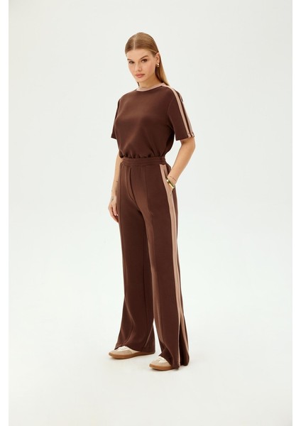 Beli Lastikli Nervürlü Modal Karışım Örme Pantolon