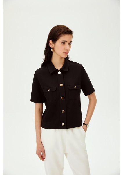 Gömlek Yaka Çıtçıtlı Düz Kesim Örme Tişört fırsatları