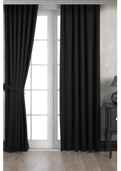 Ada Petek Fon Perde Siyah 1/3 Sık Pile 1.sınıf Kalite Tek Kanat