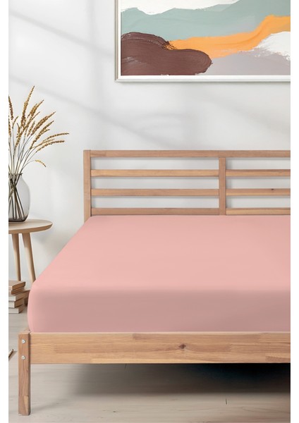 Sertifikalı Organik Pamuklu Lastikli Çarşaf Pudra L Tek Kişilik - Çift Kişilik L Örme Penye