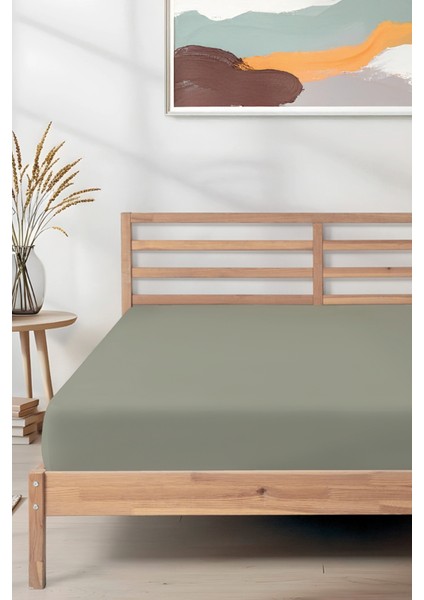 Sertifikalı Organik Pamuklu Lastikli Çarşaf Elma Yeşili L Tek Kişilik - Çift Kişilik L Örme Penye