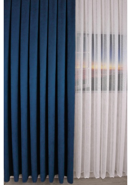 Ada Petek Fon Perde Lacivert 1/3 Sık Pile 1.sınıf Kalite Tek Kanat modelleri