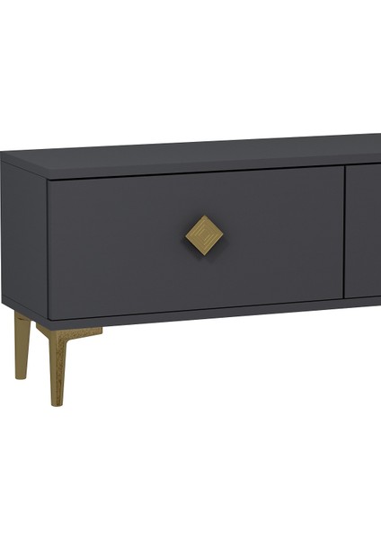 1337TV180-1CT Tv Ünitesi , Tv Sehpası Antrasit-Altın fiyatları