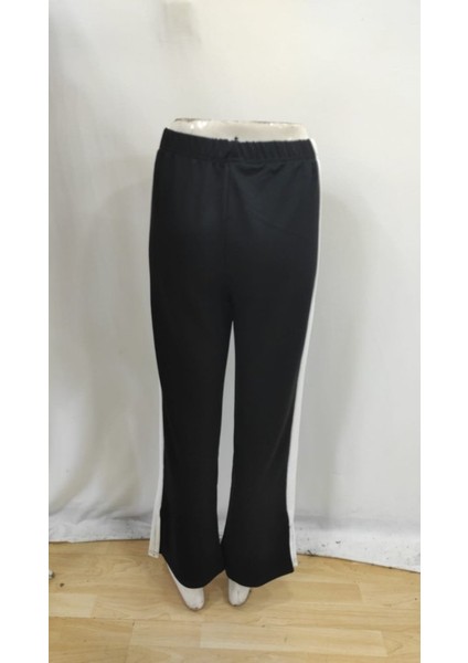 Kadın Yüksek Bel Yan Şerit Detaylı Yırtmaçlı Viskon Iki Iplik Pantolon