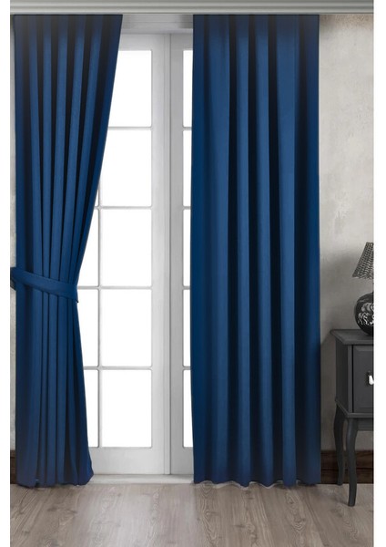 Ada Petek Fon Perde Lacivert 1/3 Sık Pile 1.sınıf Kalite Tek Kanat