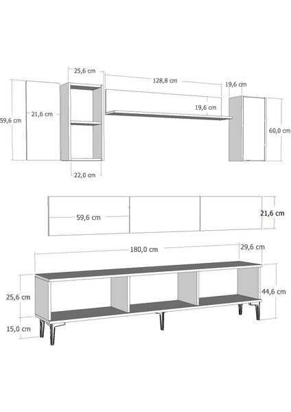 1337TV180-1CT Tv Ünitesi , Tv Sehpası Beyaz-Gümüş modelleri