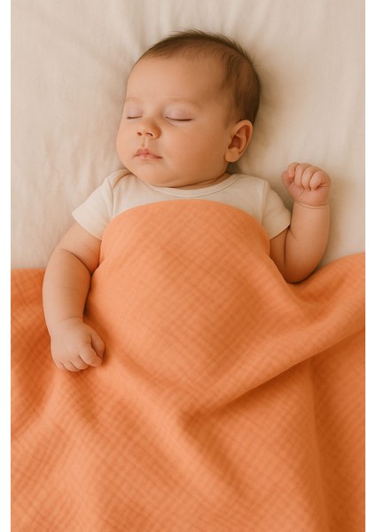 Yavruağzı Rengi 2 Kat %100 Pamuk Müslin Bebek Battaniye (140X120 Cm) indirimleri