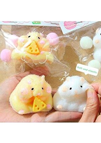Hamster Sukuşi Tüylü Fare Oyuncak Sarı - Hayvanlar Temalı Hediyelik Eğlenceli Figür
