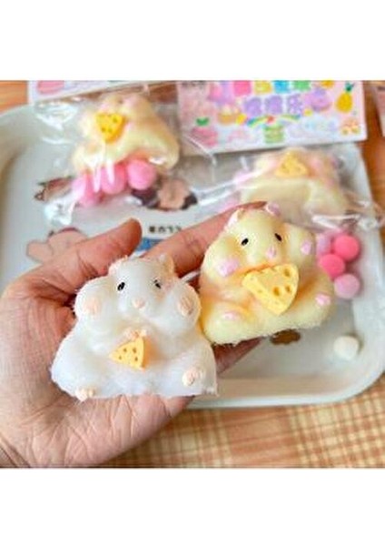 Hamster Sukuşi Tüylü Fare Oyuncak Sarı - Hayvanlar Temalı Hediyelik Eğlenceli Figür