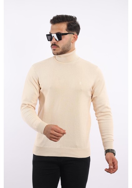 Erkek Balıkçı Yaka Triko Kazak — %100 Pamuk, Klasik