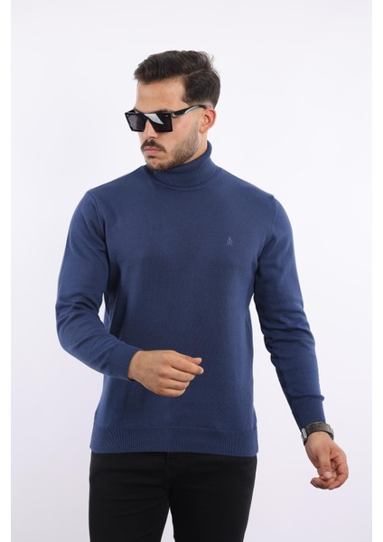 Erkek Balıkçı Yaka Triko Kazak — %100 Pamuk, Klasik