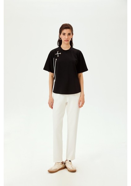 Bağcıklı Bisiklet Yaka Regular Örme Tişört indirimleri