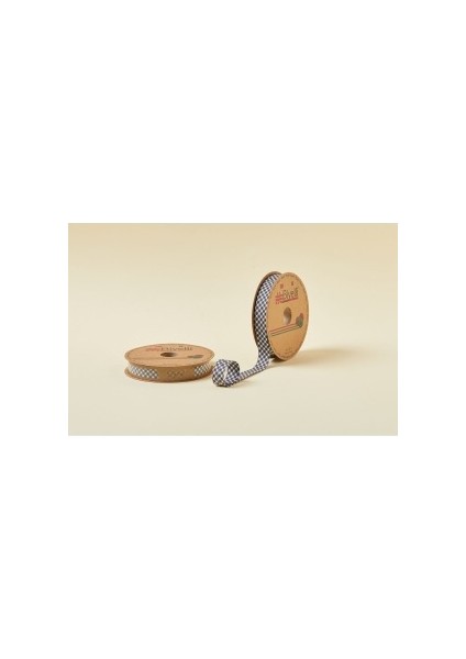 Biye Ekoseli Katlı E10 Siyah 2 cm 25 Metre %65 Koton %35 Polyester