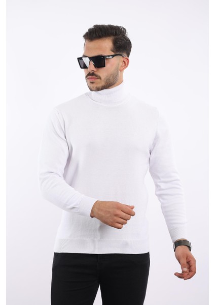 Erkek Balıkçı Yaka Triko Kazak — %100 Pamuk, Klasik