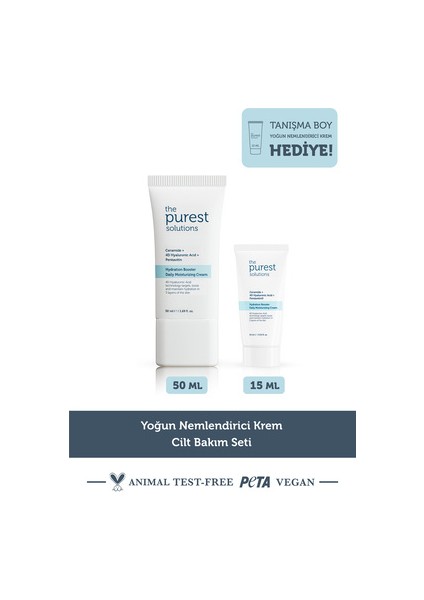 Yoğun Nemlendirici Krem Cilt Bakım Seti 50 ml + 15 ml Tanışma Boy Vegan Formül fırsatları