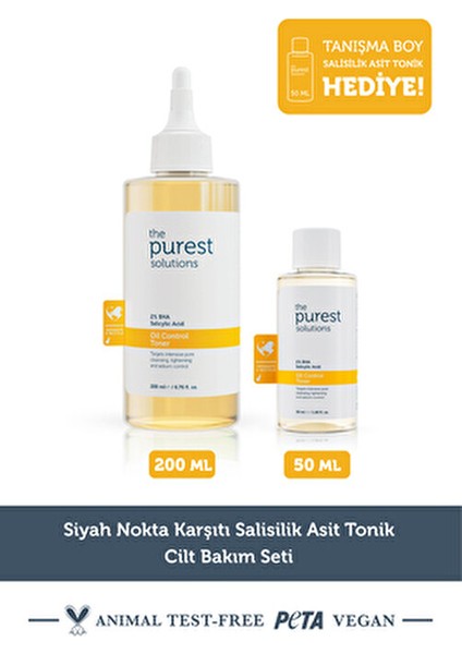 Siyah Nokta Karşıtı Salisilik Asit Tonik Cilt Bakım Seti 200 ml + 50 ml Yağlı Ciltler İçin fırsatları