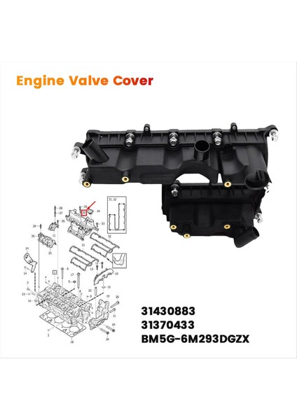 Motor Valf Kapağı 31430883 31370433 Volvo V40 S60 1.6t V60 V70 2011-2015 BM5G-6M293DGZX (Yurt Dışından) fiyatları