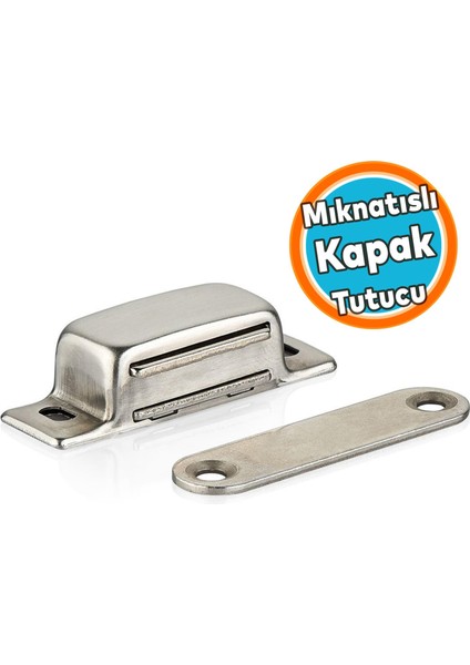 Paslanmaz Metal Mıknatıslı Çıt Çıt 5 cm Kapak Tutucu Dolap Açılır Kapanır Çekmece Kapatma Mekanizma