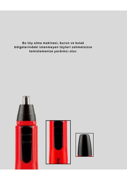 Kulak Burun Tüy Temizleme Makinası Pilli Kırmızı Ergonomik modelleri