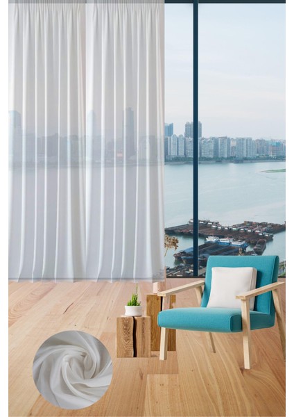 Mikro İpek Vual Pilesiz Düz Tül Perde Krem indirimleri