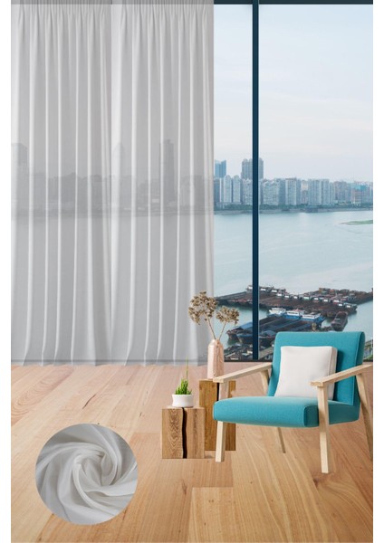 Mikro İpek Vual Pilesiz Düz Tül Perde Ekru Beyaz indirimleri