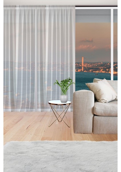 İpek Tergal Düz Tül Perde Pilesiz Beyaz indirimleri