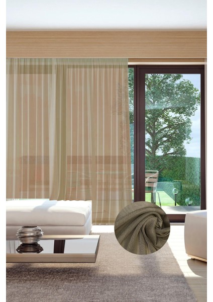 Murcia Dökümlü Tül Perde Pilesiz Bej indirimleri