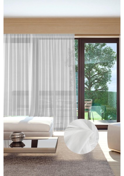 Murcia Dökümlü Tül Perde Pilesiz Ekru modelleri