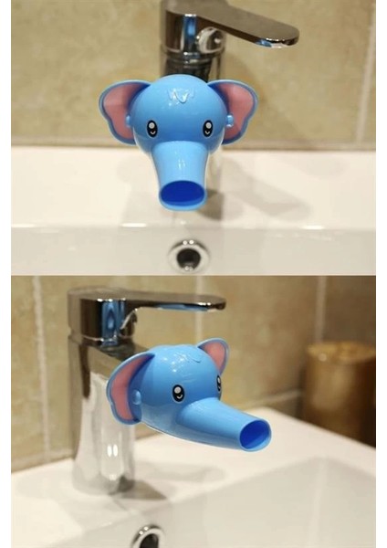 Çocuklar Için Eğitici ve Güvenli Musluk Uzatıcı Genişletici Başlık Aparatı Fil Figürlü