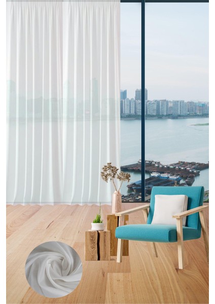 Mikro İpek Vual Pilesiz Düz Tül Perde Kar Beyaz indirimleri