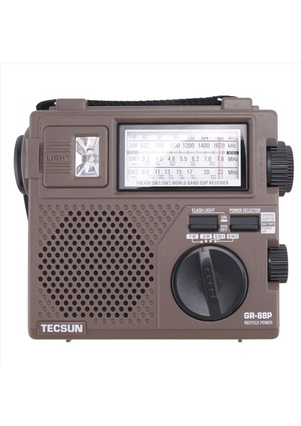 Tecsun GR-88P Dijital Radyo Alıcı Acil Durum Işık Dinamo Radyo Dahili Hoparlör Manuel El Gücü (Yurt Dışından)