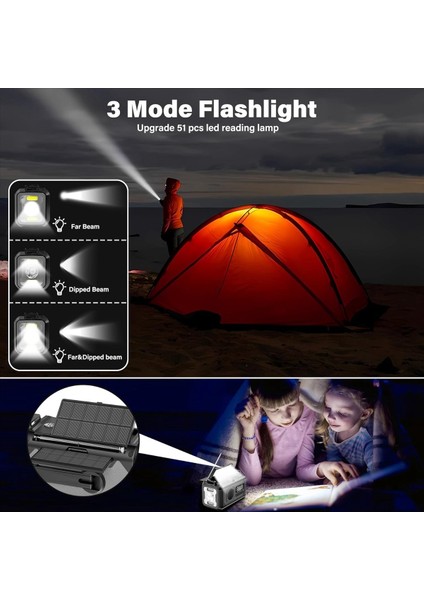 12000MAH Acil Durum Radyosu El Krank Radyo Güneş Radyosu Taşınabilir Am/fm/noaa Radyo ile El Feneri Okuma Lambası-A (Yurt Dışından) fiyatları