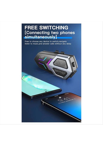 Lx5 Motosiklet Kask Kulaklıklar 10 Rider 2000M Eller Serbest Hoparlör Bluetooth 5 3 Su Geçirmez 1 Adet (Yurt Dışından) modelleri