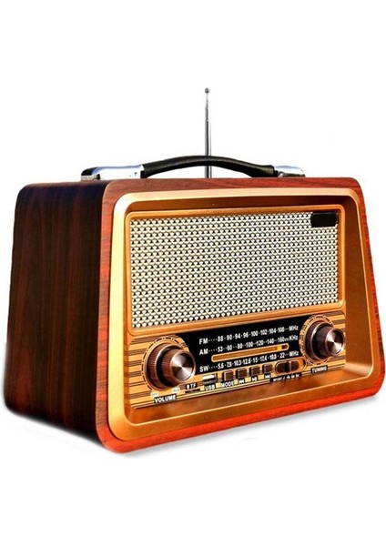 Retro Taşınabilir Radyo Kablosuz Bluetooth Hoparlör Stereo Am/fm Radyo Alıcı Oynatıcı USB Tf Aux Mp3 Klasik Stil (Yurt Dışından)
