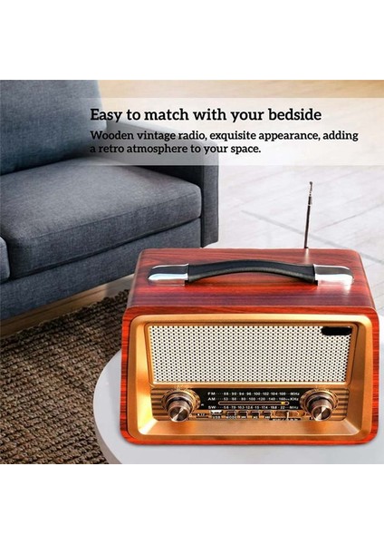 Retro Taşınabilir Radyo Kablosuz Bluetooth Hoparlör Stereo Am/fm Radyo Alıcı Oynatıcı USB Tf Aux Mp3 Klasik Stil (Yurt Dışından) fırsatları