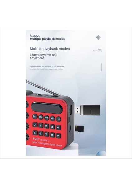 Tgk Güvenilir Fm Radyo Güneşçi Şarjı Kablosuz Radyo Desteği USB Tf Kart Oynat Bluetooth Radyo Alıcı Mavi (Yurt Dışından) fırsatları