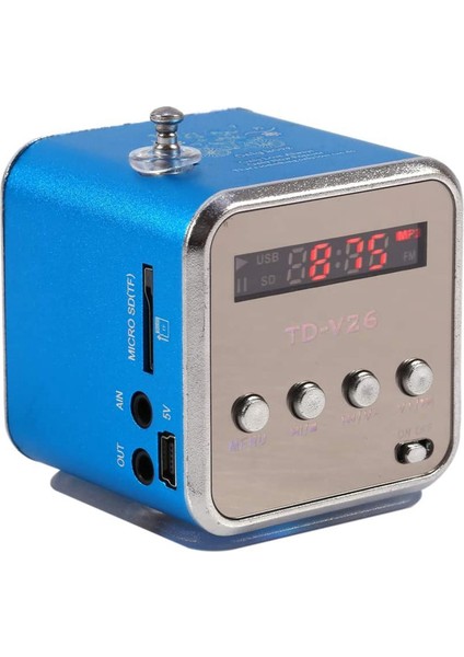 TD-V26 Dijital Mini Fm Radyo Hoparlör Alıcı LCD Stereo Hoparlör Desteği Mikro-Tf Kart Mp3 Müzik Oyuncusu (Mavi) (Yurt Dışından)