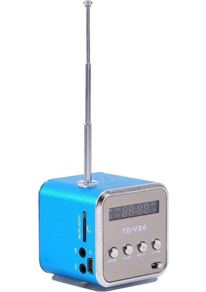 TD-V26 Dijital Mini Fm Radyo Hoparlör Alıcı LCD Stereo Hoparlör Desteği Mikro-Tf Kart Mp3 Müzik Oyuncusu (Mavi) (Yurt Dışından) fırsatları
