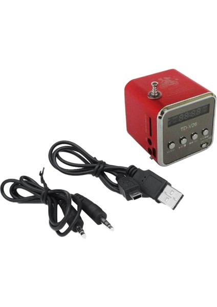 TD-V26 Dijital Taşınabilir Mini Fm Radyo Alıcı LED Hoparlör Kablosuz Hoparlör Mp3 Desteği Sd/tf Kart Kırmızı (Yurt Dışından)