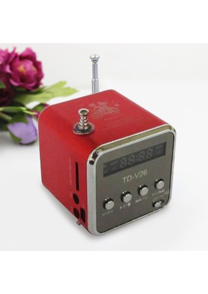 TD-V26 Dijital Taşınabilir Mini Fm Radyo Alıcı LED Hoparlör Kablosuz Hoparlör Mp3 Desteği Sd/tf Kart Kırmızı (Yurt Dışından) fırsatları