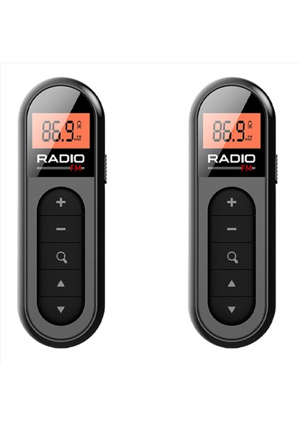 2x Mini Pocket Fm Radyo Şarj Edilebilir Taşınabilir 76-108MHZ Radyo Alıcı Arka Işıklı LCD Ekran Kablolu 3 5mm Kulaklık (Yurt Dışından)