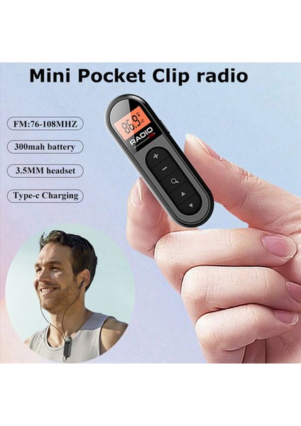 2x Mini Pocket Fm Radyo Şarj Edilebilir Taşınabilir 76-108MHZ Radyo Alıcı Arka Işıklı LCD Ekran Kablolu 3 5mm Kulaklık (Yurt Dışından) fiyatları