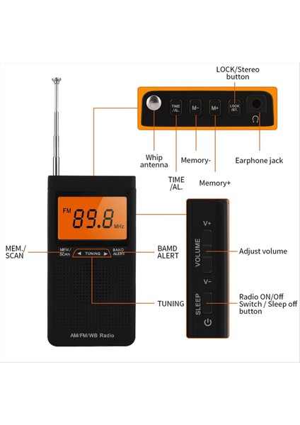 Taşınabilir Hava Radyosu Fm Am Noaa Acil Cep Radyosu Hava Durumu Uyarı Çartı Saat Mini Elden Taşıma (Yurt Dışından) fırsatları