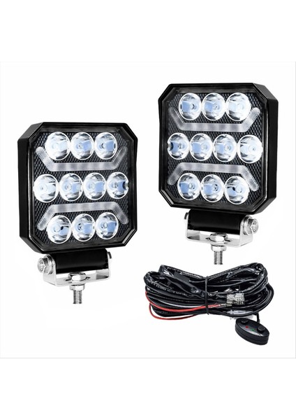 4 Inç Kare LED Iş Işığı Kablo Demeti Kiti Beyaz Kehribar Yoldan Yol Sürüş Işığı Kamyon Suv Atv Tekne Pikap (Yurt Dışından) indirimleri