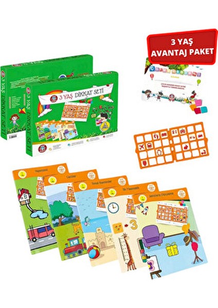 3 Yaş Dikkat-Etkinlik Seti ve Cırt Cırtlı Vakti Kitabı Kolektif Yazar