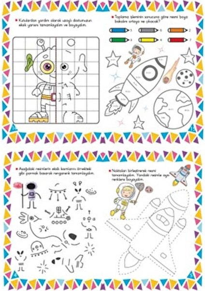 Eğlenceli Etkinlikli Eğitici Boyama Seti 10 Kitaplı 160 Sayfa Kollektif 3+ Yaş