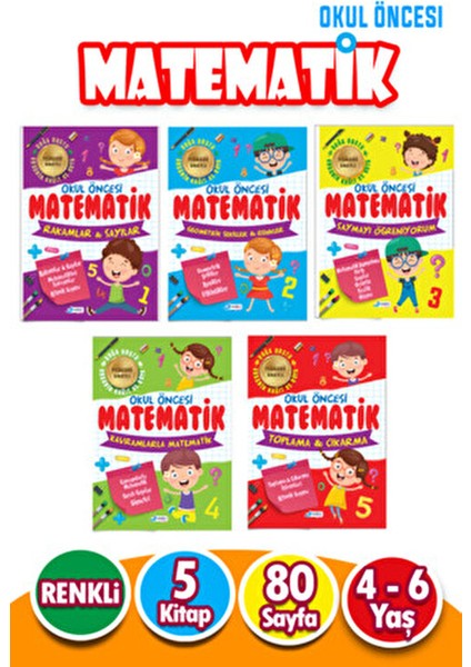 4 - 5 - 6 Yaş Okul Öncesi Matematik Çalışmaları Seti 5 Kitap Kolektif indirimleri