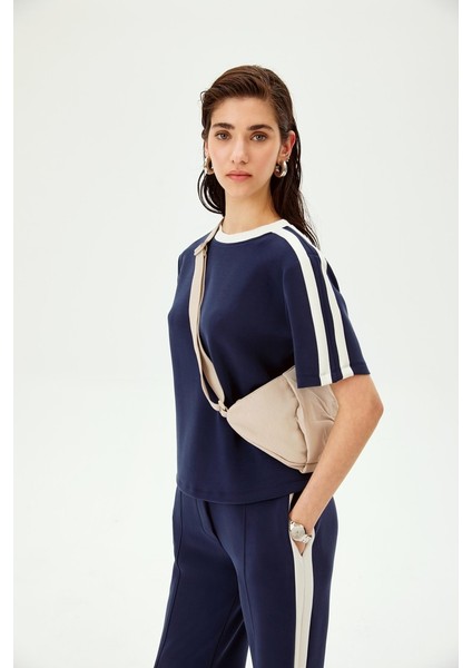 Bisiklet Yaka Düşük Kol Modal Karışımlı Örme Kumaş T-Shirt