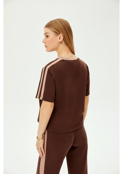 Bisiklet Yaka Düşük Kol Modal Karışımlı Örme Kumaş T-Shirt fiyatları