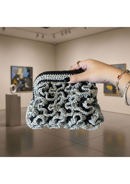 4273 El Yapımı Fırfır Model Kağıt Ip Clutch Çanta / 15 x 20 cm modelleri